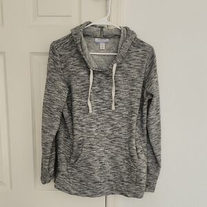 Motherhood Maternity Gray Heathered Hooded Nursing Sweater Sweatshirt Top Medium